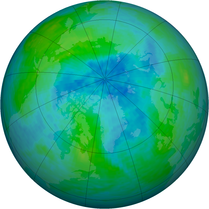 Arctic ozone map for 23 August 1993